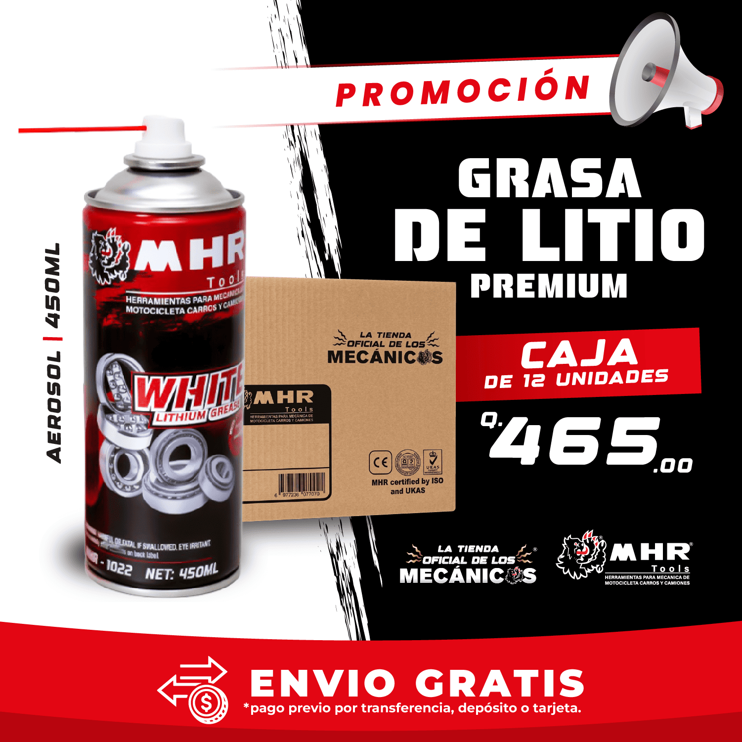 Caja de 12 Pcs de Grasa de Litio Premium