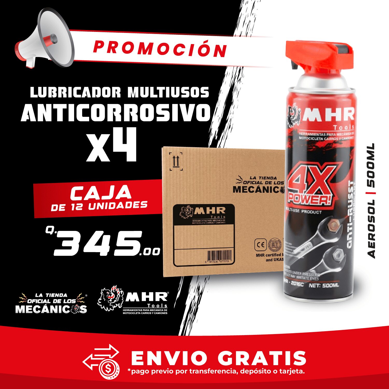 Caja de 12 Pcs de Lubricador Multiusos Anticorrosivo X4